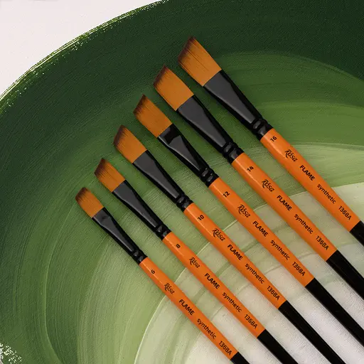 Пензель синтетика кутова FLAME 1368А №0 коротка ручка Rosa - фото 3