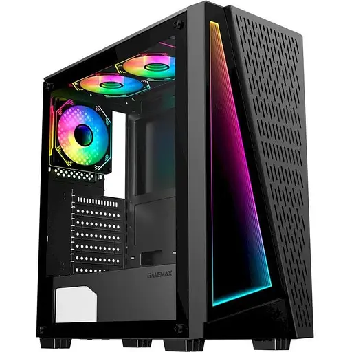 Корпус GameMax Prism, чорний, без БЖ, Mid Tower, для ATX / MicroATX / Mini-ITX, 2xUSB 2.0 / 1xUSB 3.0, макс. CPU - 165 мм / VGA - - фото 1