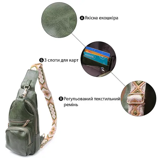 Женская слинг сумка Vintage через плечо из экокожи 16х30х8 см sum0026954 - фото 4
