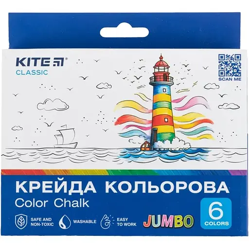 Мел цветной Kite Classic Jumbo 6 шт. (K-073) - фото 1