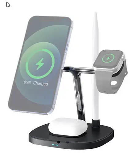 Бездротове зарядне для годинника телефона навушників 4-в-1 WiWU M8 - фото 4