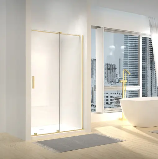 Душові двері Rea Montana 110 розсувні brashed gold KPL-K6402, універсальні, прозорий, золотий - фото 2