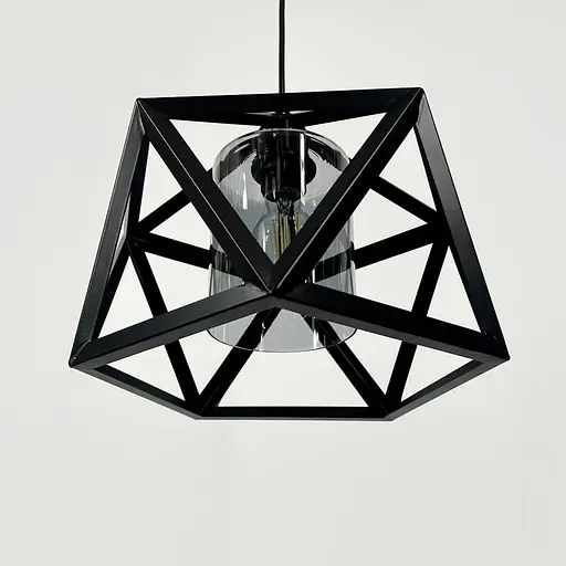 Світильник лофт із графітовим плафоном у каркасі чорного кольору Ø 30х28 см | Line F | Арт. 12203/1 BK+GR - фото 3