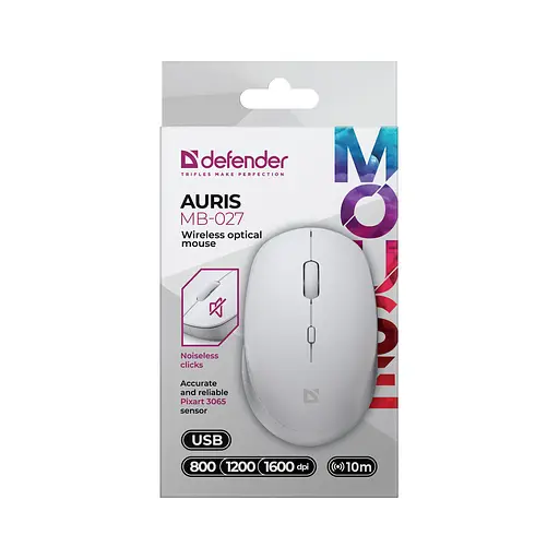 Мишка Defender Auris MB-027 Silent Wireless White (52028) - фото 6