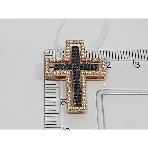 Золотий хрестик Родинні коштовності 2 в 1 з фіанітами. 141071_1 черн - фото 4