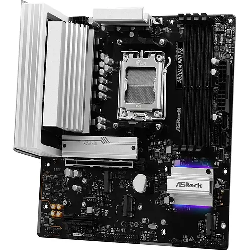 Материнская плата ASRock A620AM PRO RS (AM5/A620A, 4xDDR5, PCIex16, DP/HDMI, 2xSATA, 3xM.2, 2.5GLan, 8ch, mATX) - фото 3