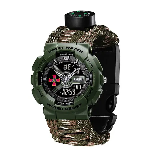 Наручний годинник чоловічий 005AGSU ЗСУ Паракордний ремінець Camo Green + Коробка Patriot acs0031048 - фото 6