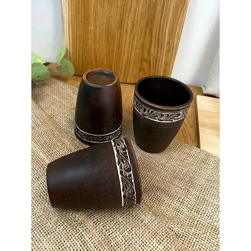 Склянка 0.4 літра керамічна (глиняна) різьблена Ангоб - фото 7