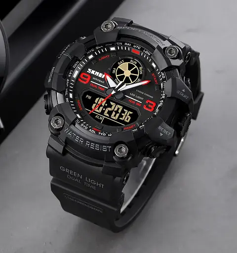 Чоловічий армійський наручний годинник Skmei 1818 Червоний - фото 5