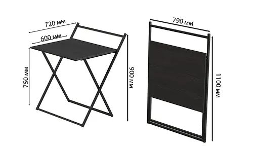 Стол трансформер Компакт 3 750x790x720 Черный металл ДСП Сосна Кембра 16 мм FRD-104678 - фото 5
