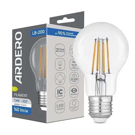 Світлодіодна лампа Ardero LB-200 7.4 Вт E27 4000K - фото 1