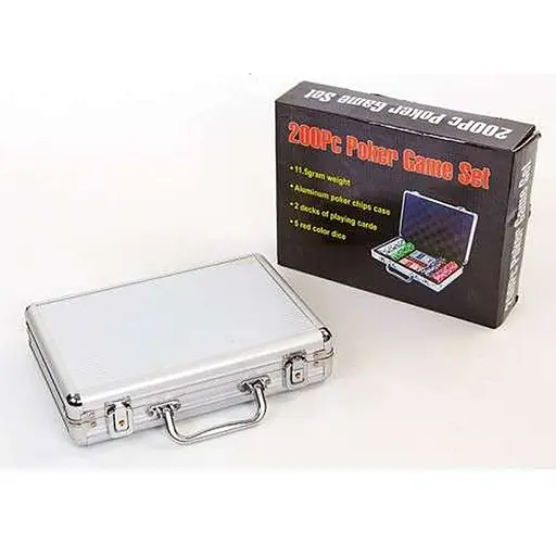 Настольная игра Johnshen Sports Покерный набор 200 фишек по 11,5 г без номинала (алюминиевый кейс) (59204) - фото 1