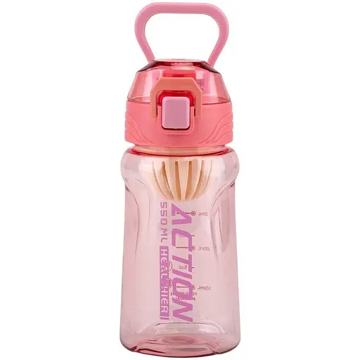 Пляшка для спорту Elisey Action пластикова 550 мл рожева (9217-016)