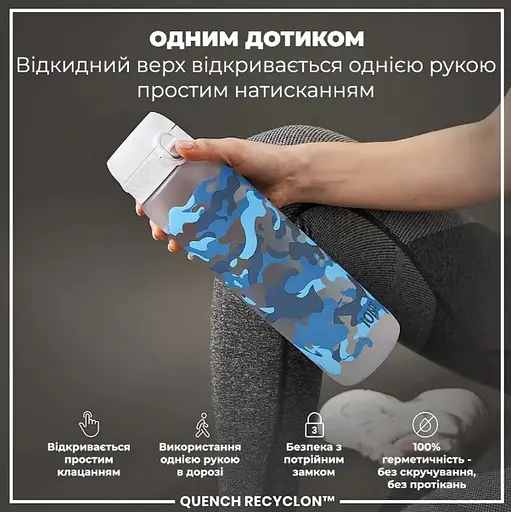 Пляшка для води ION8 1000 мл BPA Free Times To Drink (ЕКО пляшка) Camo (I8RF1000PICAMO) - фото 2