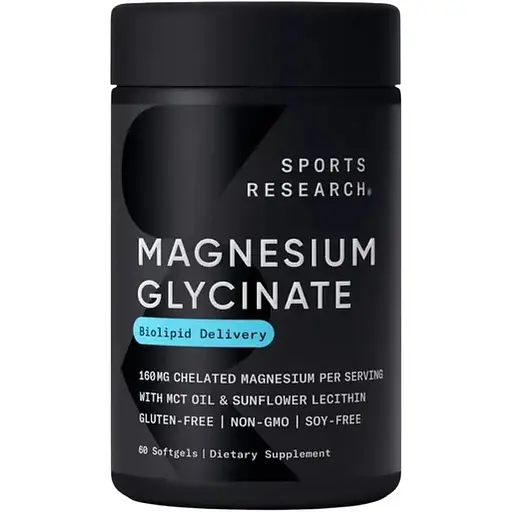 Магний глицинат Sport Research Magnesium Glycinate 160 mg 60 softgels (1086-2023-10-4403)