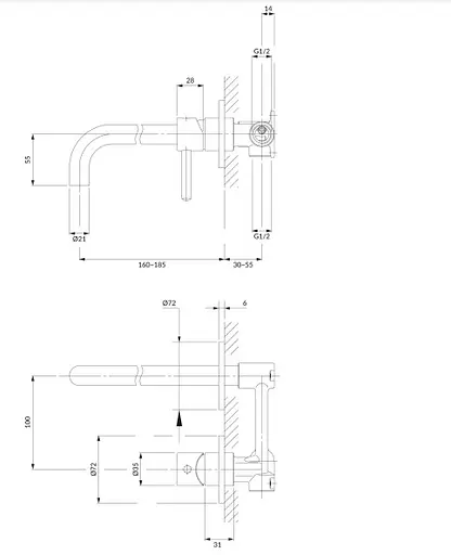 Змішувач для умивальника прихованого монтажу Omnires Y graphite Y1215HGR Графит - фото 4