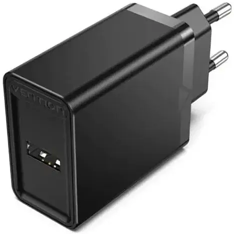 Мережевий зарядний пристрій Vention 1-port USB Wall Charger(12W) EU-Plug чорний (FAAB0-EU) - фото 1