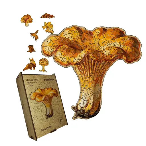 Деревянный пазл Лисички, А5, Деревянная коробка 35 элементов