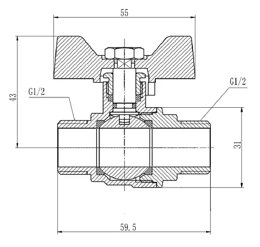 Кран кульовий Thermo Alliance Forte 1/2" ЗЗ прямий, PN40, метелик SF606W15 - фото 4