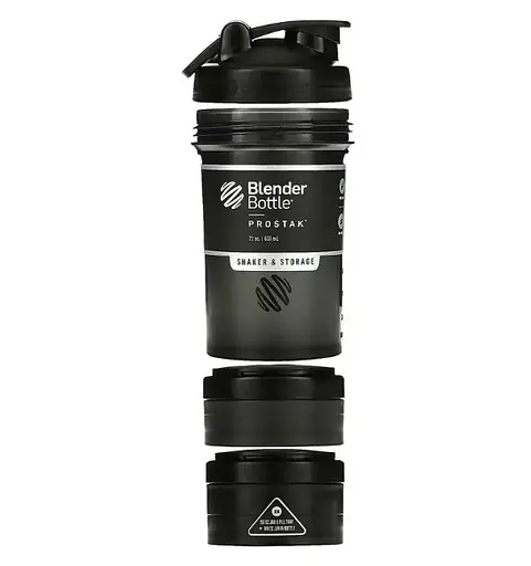 Шейкер спортивний BlenderBottle ProStak 22oz/650 мл з 2-ма контейнерами Black (PS 22oz Black/Black) - фото 2