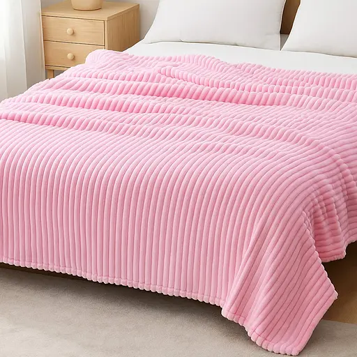 Плед-покривало шарпей рожевий у смужку 2см 180х200 см (00065) - фото 2