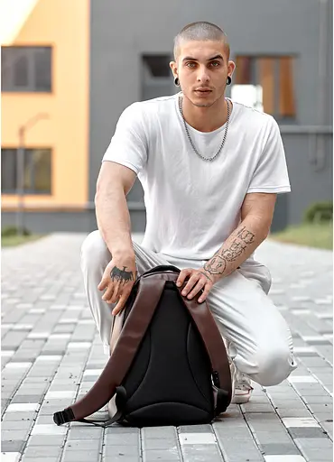 Чоловічий рюкзак Sambag Zard LZN шоколадний 43 х 27 х 13 см (25000020m) - фото 8