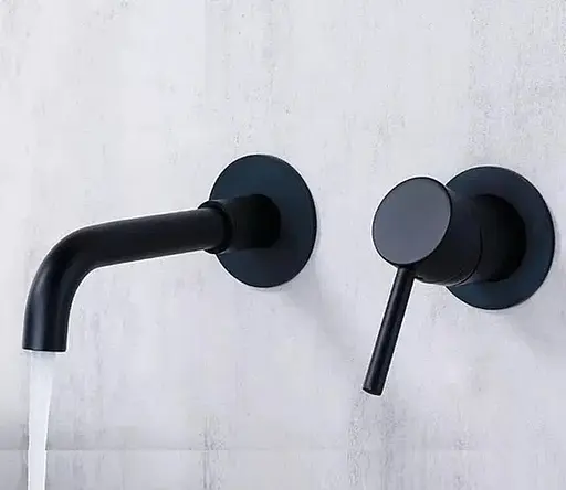 Змішувач прихованого монтажу Quyanre для ванної 210 мм латунь (Чорний матовий)