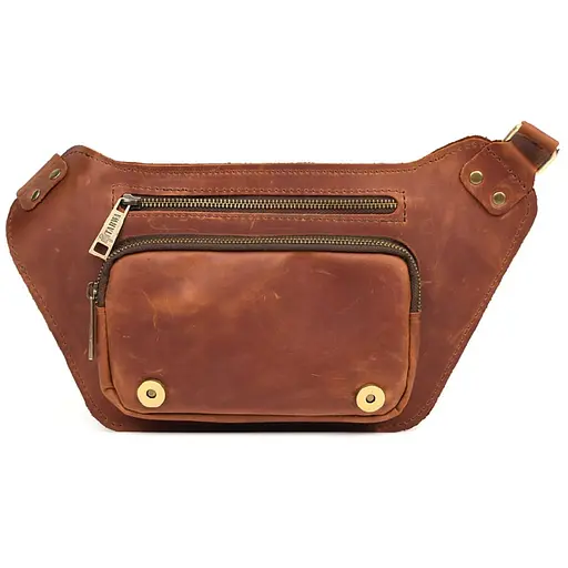 Шкіряна бананка Tarwa коньячна матова шкіра 14х29х5 см sum0028384 - фото 3