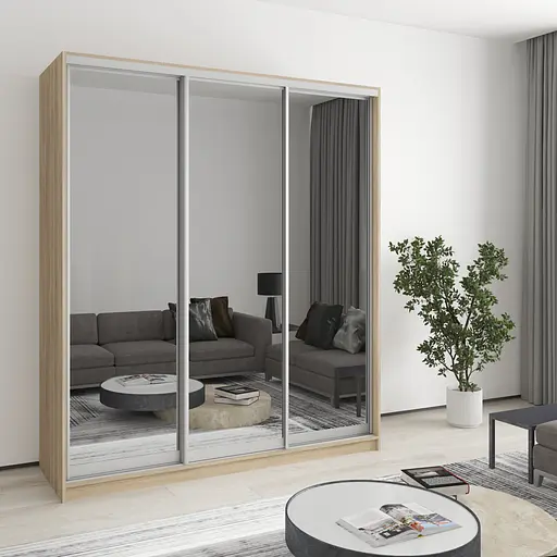 Шкаф-купе трехдверный MebelStar Стандарт AL 3 Зеркала 180x60x240 см Дуб сонома (MBS-1589)