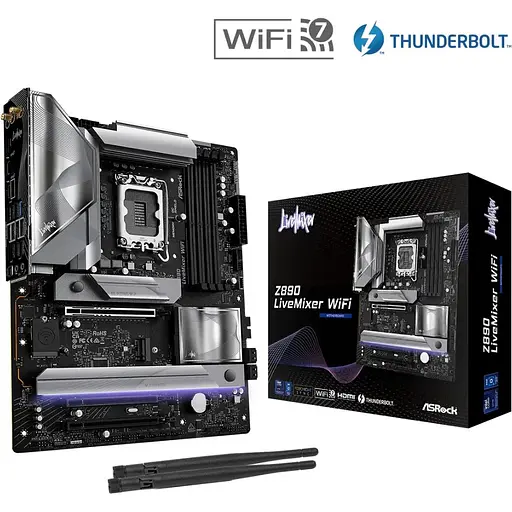 Материнская плата AsRock Z890 LIVEMIXER WIFI (1851/Z890, 4xDDR5, 2xPCIex16, HDMI/TB4, 4xSATA, 4xM.2, 2.5Glan, 7.1ch - фото 4