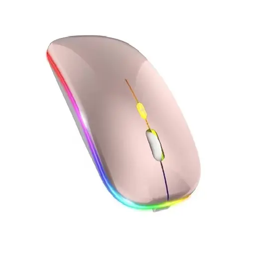 Мишка безшумна комп'ютерна, бездротова Macarone Bluetooth, USB, що перезаряджається, Рожева  - фото 1