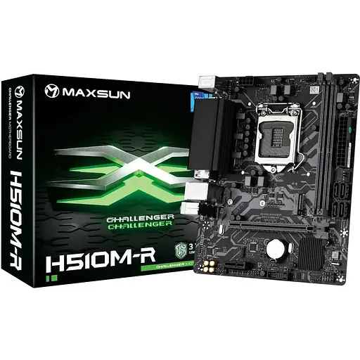 Материнская плата Maxsun Challenger 1200 (H510) H510M-R V2, H510, 2xDDR4, Int.Video(CPU), 4xSATA3, 1xPCI-E 16x 4.0, 1xPCI-E 1x, M.2 3.0, RTL8111H, 2xUSB3.2/2xUSB2.0, VGA/HDMI, MicroATX (MS-Challenger H510M-R V2) - фото 3