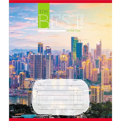 Зошит загальний "Захід сонця у місті" Leader 096-630190K-2 в клітинку, 96 аркушів - фото 1