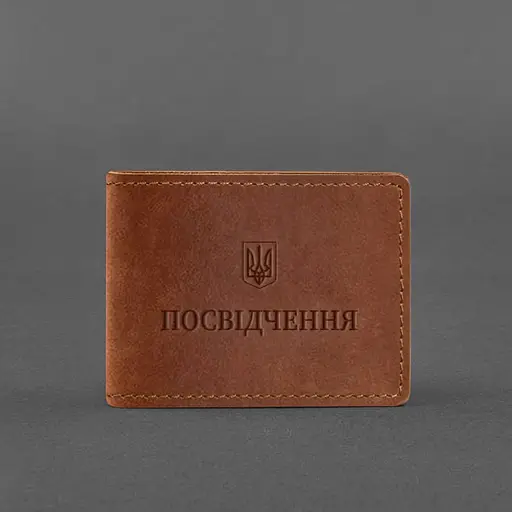 Универсальная кожаная обложка для удостоверения светло-коричневая Crazy Horse - фото 5