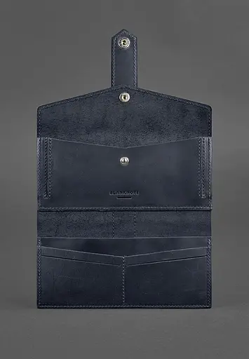 Кожаное портмоне 3.0 синее Crazy Horse - фото 4