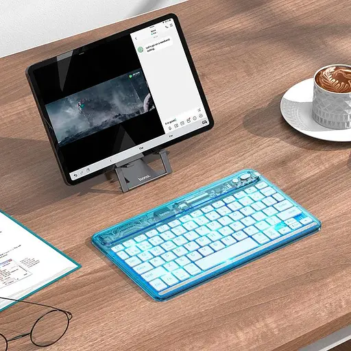 Клавиатура HOCO Transparent Discovery edition wireless BT keyboard S55 (только английский) черная - фото 4