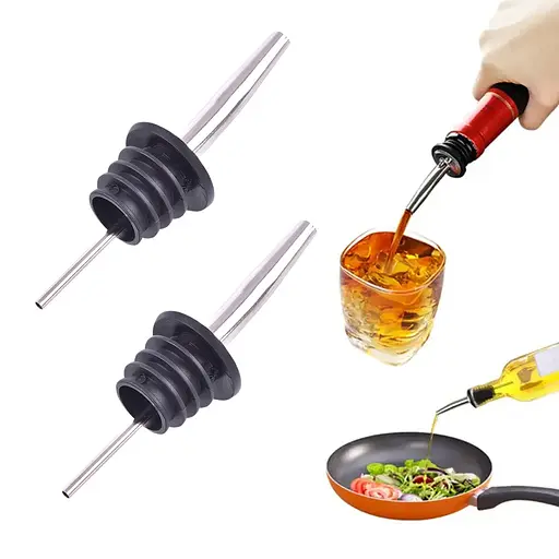 Пробка-носик гейзер дозатор для разлива из бутылки с носиком из нержавеющей стали 10 см (2 шт. в комплекте), Kitchen Master Черный 86477 - фото 3