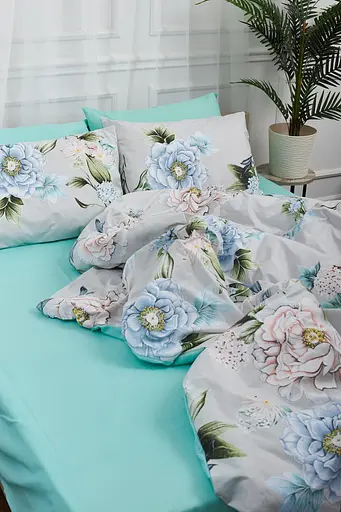 Комплект постельного белья Moon&Star полуторный евро 160х220 см наволочки 2х50х70 см Roses Green Ranforce Elite - фото 7