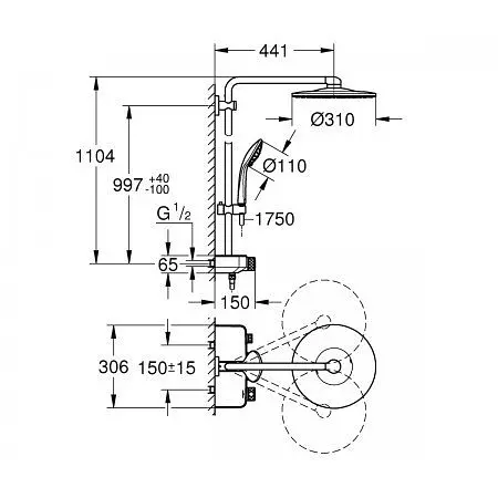Душова система Grohe Euphoria 26507000, Хром - фото 2