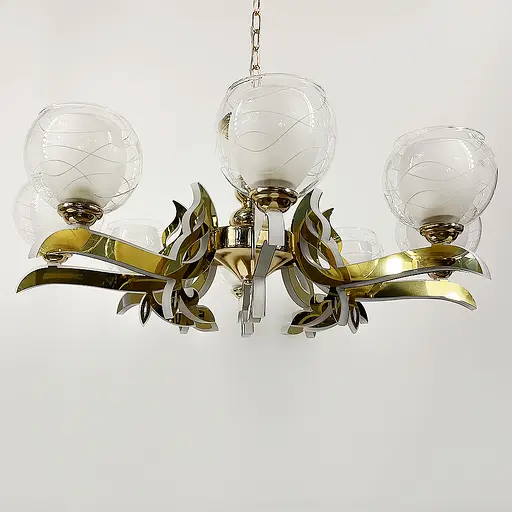 Люстра со светодиодным золотым корпусом и 5 двойных плафонов Line.F 81181/5 GD - фото 1