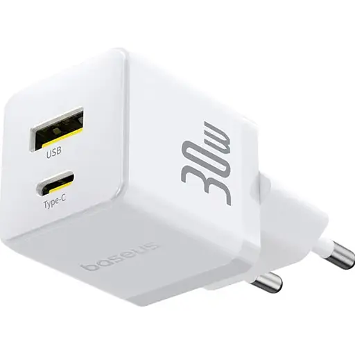 Мережевий зарядний пристрій Baseus Palm 30W USB-C/USB-A Moon White (P1011160A213-00) [132860] - фото 1