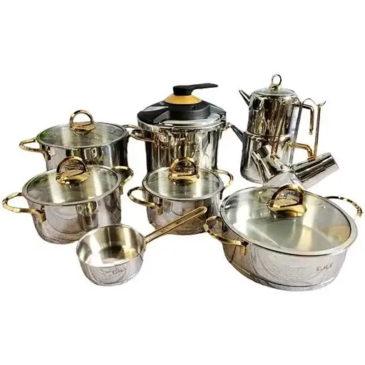 Набір каструль O.M.S. Collection 1088 з нержавіючої сталі 18 предметів (Туреччина) - фото 1