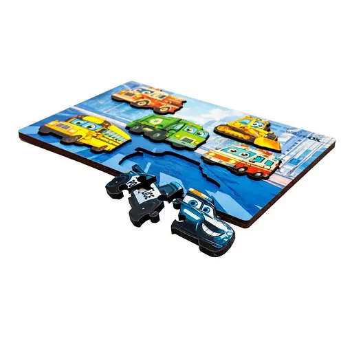 Дерев'яний пазл-вкладиш "Розумний світ: Міський транспорт" PuzzleOK Puz-88747 А5, 18 елементів - фото 3