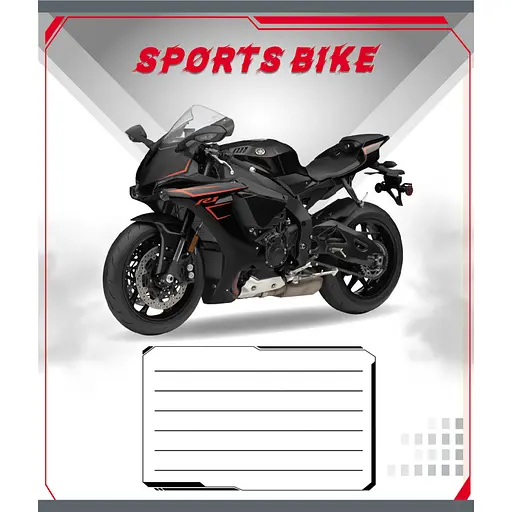 Зошит учнівський "Спортбайк" Leader 012-500196K-4 в клітинку, 12 аркушів - фото 1