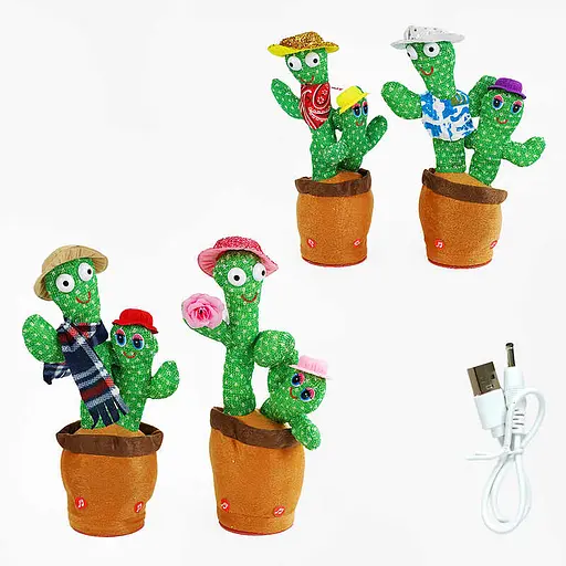 Кактус интерактивный, песни на украинском, запись, танцует, USB, C63394 (В ассортименте) - фото 2