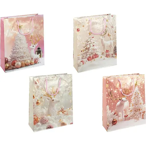 Пакет подарочный "Новый Год" 2580-1 вертикальный 18*21,5*8 см, ручка-шнурок (6927661258011) Микс - фото 1