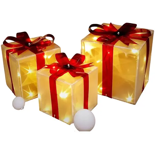 Набор из 3 рождественских подарочных коробок с подсветкой