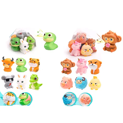 Набор игрушек для купания животные, 6 шт., от 7 см, брызгалка, в сетке, 14x15x13 см (в ассортименте) - фото 2