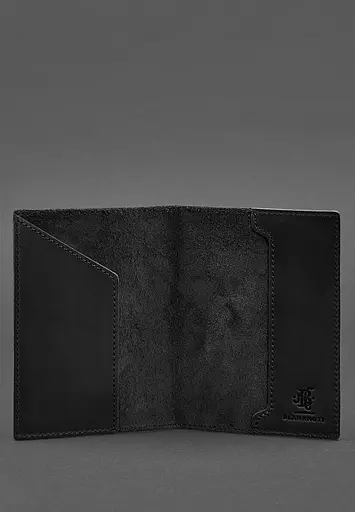 Кожаная обложка для паспорта с австрийским гербом черная Crazy Horse - фото 4