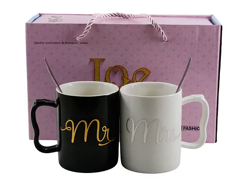 Набір кухлів порцелянових Interos MR&Mrs LOVE 300 мл 2 шт (445-13) - фото 1